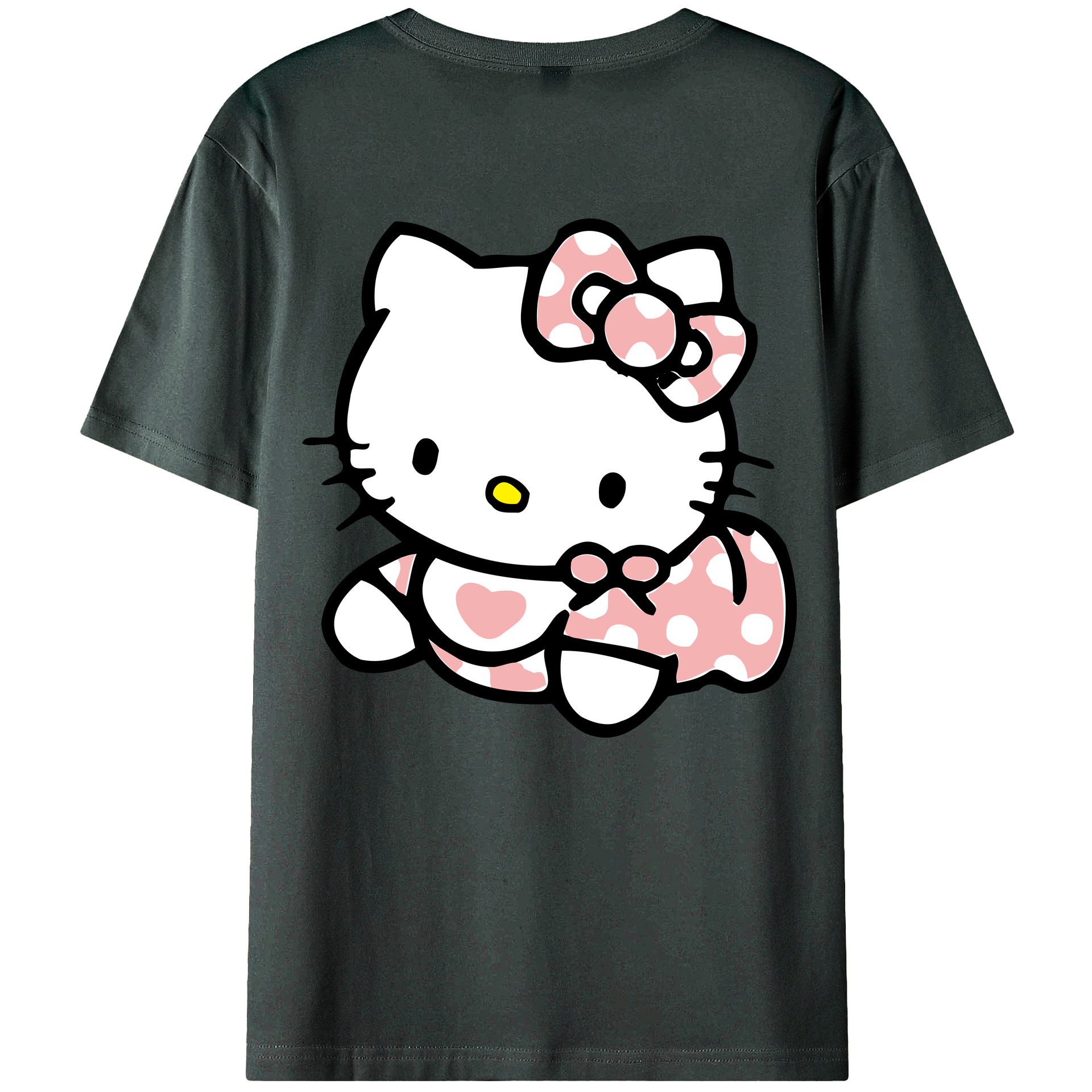（画像用） Hello Kitty ハローキティ 綿100％ メンズ半袖Tシャツ（バックプリント） 通気性